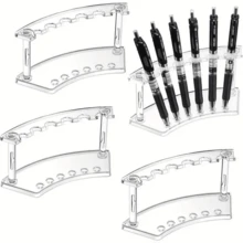 1/3/6pcs Plastic Pen Holder, 6-Slot Pen Display Stand, For Ballpoint Pens, Markers, Fountain Pens, Eyebrow Pencils, Makeup Brushes, Home/Office/Store Storage Organizer, Transparent Craft Display Rack, Desktop Display Stand, Portable Office & Home Storage Solution, Office Supplies & Accessories, Back To School Gift, Desk Organizer, Cosmetic Organizer, Best Gift For Coworkers, Classmates, Teachers, Friends, Relatives - Multicolor - View 9