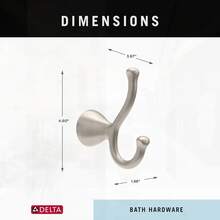 Delta ARV35-DN Towel Hook For Bath, Brushed Nickel, Double Towel Use