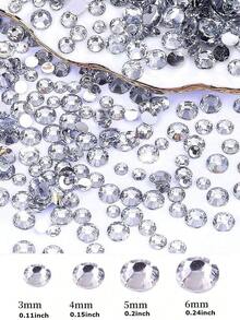 2000pcs 3-6mm Black Flat Back Resin Rhinestones, Round Jelly Gemstones For Making Accessories Shoes, Clothes, Cosmetics, Bags, Decoration