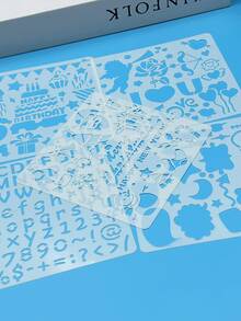 一套 5 个可重复使用的主题绘画模板套装 - 5 种不同风格（生日、字母和数字、对话框、爱心、圣诞节）适合学生绘画、DIY 插画等。 - 白色 - 查看 2