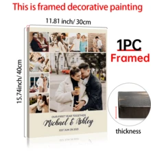 1 Tranh ghép ảnh cá nhân hóa làm quà tặng: Kỷ niệm ngày cưới, 1 Tranh in trên vải canvas theo yêu cầu - Món quà lý tưởng cho đám cưới, kỷ niệm và trang trí nhà cửa, khung ảnh tùy chọn - Nhiều màu - Xem 16