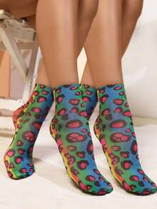 2 Pairs Printed Short Socks, Women's Lightweight, Soft And Breathable Summer Ankle Socks