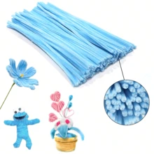 100根高密度柔性扎带，53色针织花茎，可弯曲针织花茎，灰色工艺毛根，纯色针织花茎，工艺毛根配件，针织毛根用于手工制作，蓬松毛根，工艺品和装饰品，多功能DIY花束扎带材料 - 彩色 - 查看 17