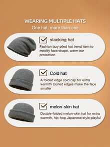 Damska dzianinowa czapka beanie, niezbędna do zapewnienia ciepła zimą, plisowana czapka beanie, damska dzianinowa czapka, koreański styl, jednowarstwowa, uniwersalna na zimę, czapka beanie