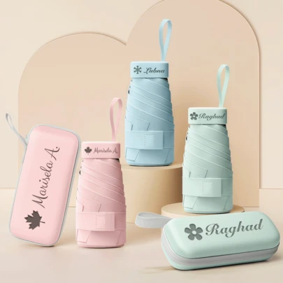 Ô dù mini du lịch thiết kế riêng, đựng trong túi xách, có hộp, nhỏ gọn chống tia UV, nhẹ, chống gió cho nam nữ, thiết kế thời trang, dễ thương, quà tặng Ngày của Mẹ, trang trí phòng ngủ, sân vườn, nhà bếp, mùa hè, bãi biển, đồ dùng du lịch thiết yếu, trang trí phòng, mềm mại, tốt nghiệp, tăng cường không khí.