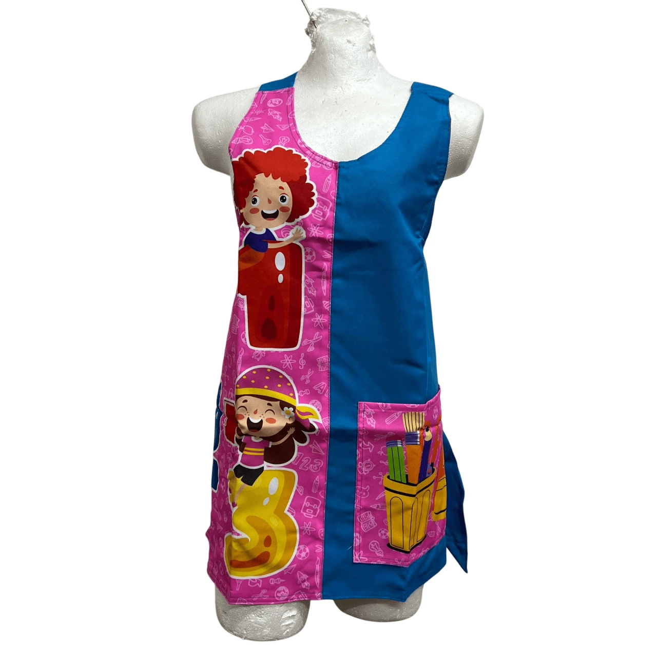 Apron For Teachers And Educators: Exclusive Designs - Blue Pink - View 1