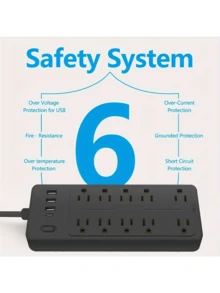Surge Protector Power Strip With Multiple Outlets, Overload Protection, 10 Outlets With 1 USB C And 3 USB Ports, 3.94 Ft Power Cord - US B Type Plug(110-127V) - View 11