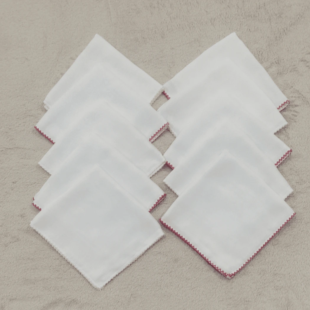 Baby Essentials – 32x32cm Double Diaper Kit 10 Units 100% Cotton With Delicate Piquet - 紅白色 - 查看 1
