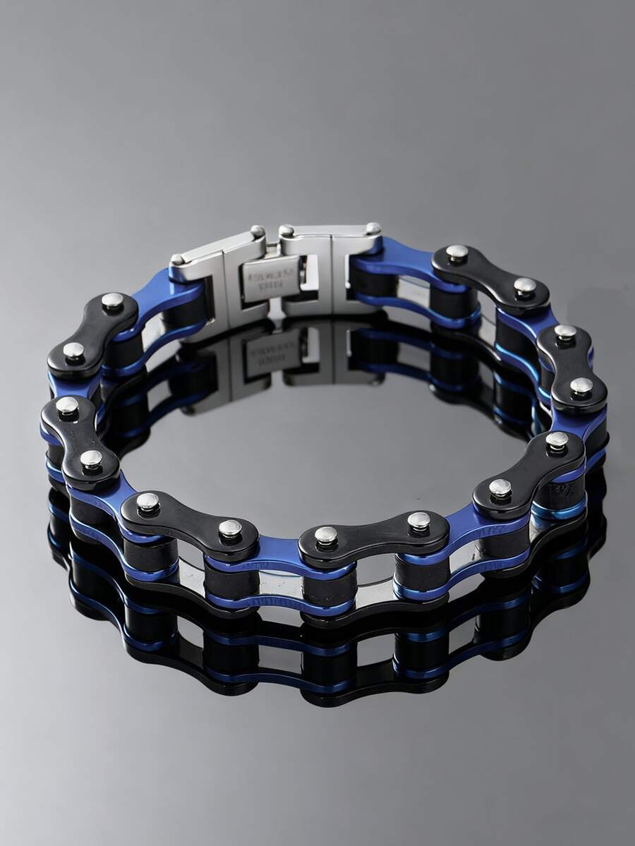 1 pièce Bracelet chaîne de vélo, bijou de main en acier inoxydable pour hommes et femmes, poli et coloré, style punk hip-hop, cadeau pour petit ami et petite amie - bracelet chaîne - Voir 1
