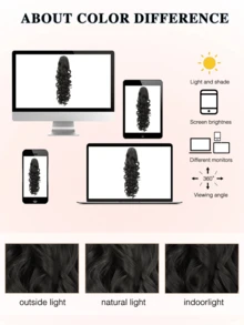 Claw Ponytail Extension Hair Accessories 22 Inch Long Deep Wave Heat Resistant Fiber Synthetic Ponytail Hairpiece For Women Girls Daily Used & Parties - Multicolor - View 9