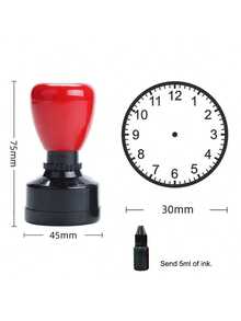 1个30毫米学生时钟印章，时间戳，教师教学时钟工具，手持日期印章，圆形时钟印章（含墨水） - 鐘錶印章帶油墨 - 查看 9