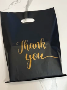 Bolsa de regalo, Bolsa de tela de plástico con texto "Gracias", Bolsa de empaque de regalo para tienda de ropa