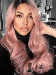 Ombre Pink Body Wave Human Hair Wigs With Dark Roots Natural Looking For Women 13x4x1 Lace Front Wigs T Part Lace Wigs Middle Part Ombre Wigs For Daily Party Halloween Use - Bắt nguồn từ & Ombre - Xem 6