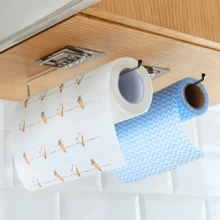 Porta Papel Toalha Alumínio Filme Suporte Parede De Cozinhas e Banheiros Casa Decoração Alumínio Filme Sem Furos - Prata - Visão 6