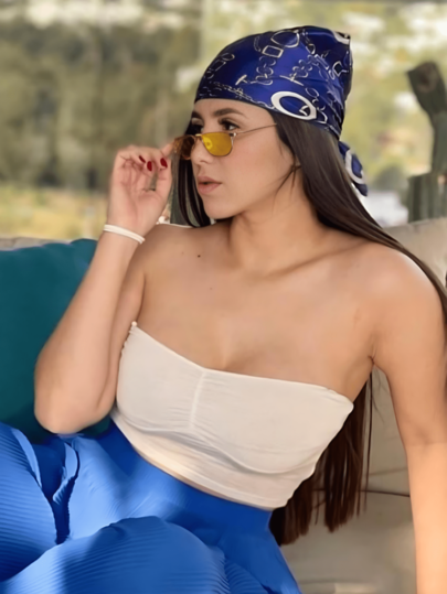 1 pieza Pañuelo cuadrado de mujer con cadena y estampado bohemio, pañuelo de seda vintage multifuncional de 50CM para verano, accesorio para el cabello, adecuado para uso diario y como regalo de vacaciones