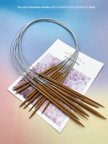 31.5 Inch Bamboo Handle Circular Knitting Needles, Stainless Steel Circular Tube, Multiple Sizes 3.0mm-7.0mm Available, Suitable For DIY Knitting Hats, Shawls, Yarn Crafts