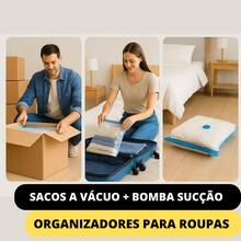 Sacos A Vácuo 40x60cm Com Bomba Succção De Guarda Roupa Para Viagem Organização Malas - Transparente - Visão 2
