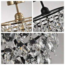 Crystal Gold Chandelier, Lightweight And Luxurious Crystal Chandelier, Modern Mini Semi-Recessed Chandelier, E26 Bulb Base, Bulb Not Included, Suitable For Living Room, Hallway, Dining Room And Bedroom. - 25cm/9.84inch - View 8
