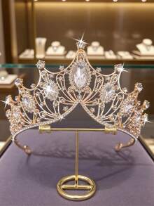 1 Set Bridal Fashion Jewelry Bride Accessories, Elegant Crystal Crown, Necklace, Earrings 4pcs Wedding Jewelry Set, Suitable For Wedding Dress, Bridal Party, Ceremony Valentine's Day Accessories