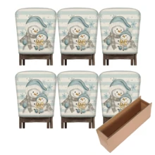 2/4/6pcs Christmas Element Printed Linen Chair Covers, Home Decor, Suitable For Christmas Gifts, Christmas Decoration, Daily Home, Living Room, Dining Room, Garden, Hotel, Washable Polyester Material Chair Seat Cushion Covers - Multicolor - View 27