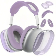 Case For AirPodsMax Headphones, Clear TPU Ear Cups Cover/Silicone Ear Pad Case Cover/Silicone Headband Cover Transparent Accessories Compatible With Apple AirPodsMax USB-C (2024/2020) [3 In 1] - TPU-multicolor Three-piece Set - View 20