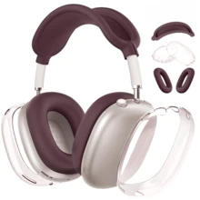 Case For AirPodsMax Headphones, Clear TPU Ear Cups Cover/Silicone Ear Pad Case Cover/Silicone Headband Cover Transparent Accessories Compatible With Apple AirPodsMax USB-C (2024/2020) [3 In 1] - TPU-multicolor Three-piece Set - View 11