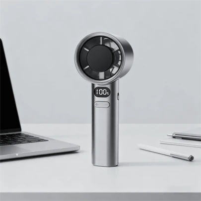 1-Pack Portable Handheld Fans With Digital Display, USB Rechargeable Mini Turbofan, 120-Speed Adjustable Quiet Fans For Travel, Camping, Home, Office & Summer Outdoor Use