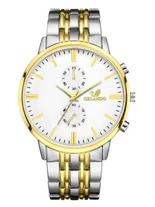 1pc Men's Steel Band Watch, Business Casual Quartz Watch, Simple & Elegant Gift - Gold - View 4