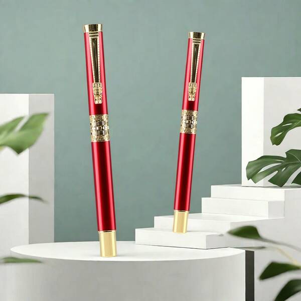 1PC Red Dragon Head Hollowed-Out Roller Ball Pen, Smooth Writing For Business Meetings & Student Note-Taking, Premium Metal Office Pen, School Supplies Gift For Professionals & Teens