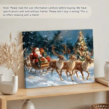 لوحة جدارية فينتاج قطعة واحدة، طباعة على قماش لسانتا كلوز وعربة الأيائل، للاستخدام الداخلي أو الخارجي، موضوع السيد كلوز، ديكور عيد الميلاد | ملصق عيد الميلاد | مؤطر أو غير مؤطر، ديكور الغرفة، ديكور المنزل، ديكور غرفة طالب الجامعة، هدايا لديكور الجدران في الفندق، المنزل، غرفة المعيشة، غرفة النوم، الحمام والمكتب