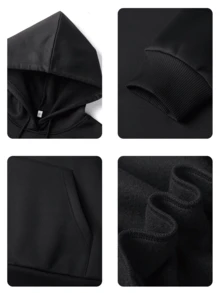 女士秋冬新款简约时尚耳机印花休闲百搭卫衣（黑色） - 黑色 - 查看 6