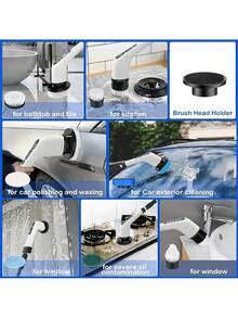 1. Cepillo de limpieza eléctrico inalámbrico y giratorio - Recargable por USB, 7-9 cabezales de cepillo reemplazables, ajuste de velocidad dual, mango telescópico desmontable, indicador de nivel de batería, adecuado para la limpieza de cocina/sala de estar/baño, alimentado por batería de litio, productos de limpieza doméstica 7 en 1 y 9 en 1 - Multicolor - Ver 12