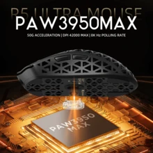 ATTACK SHARK R5 Ultra Wireless Gaming Mouse,39g Superlight Carbon Fiber Hollowed-Out,PAW3950MAX Optical Sensor Nordic 52840 MCU 8K Polling 42K DPI - 黑色 - 查看 3