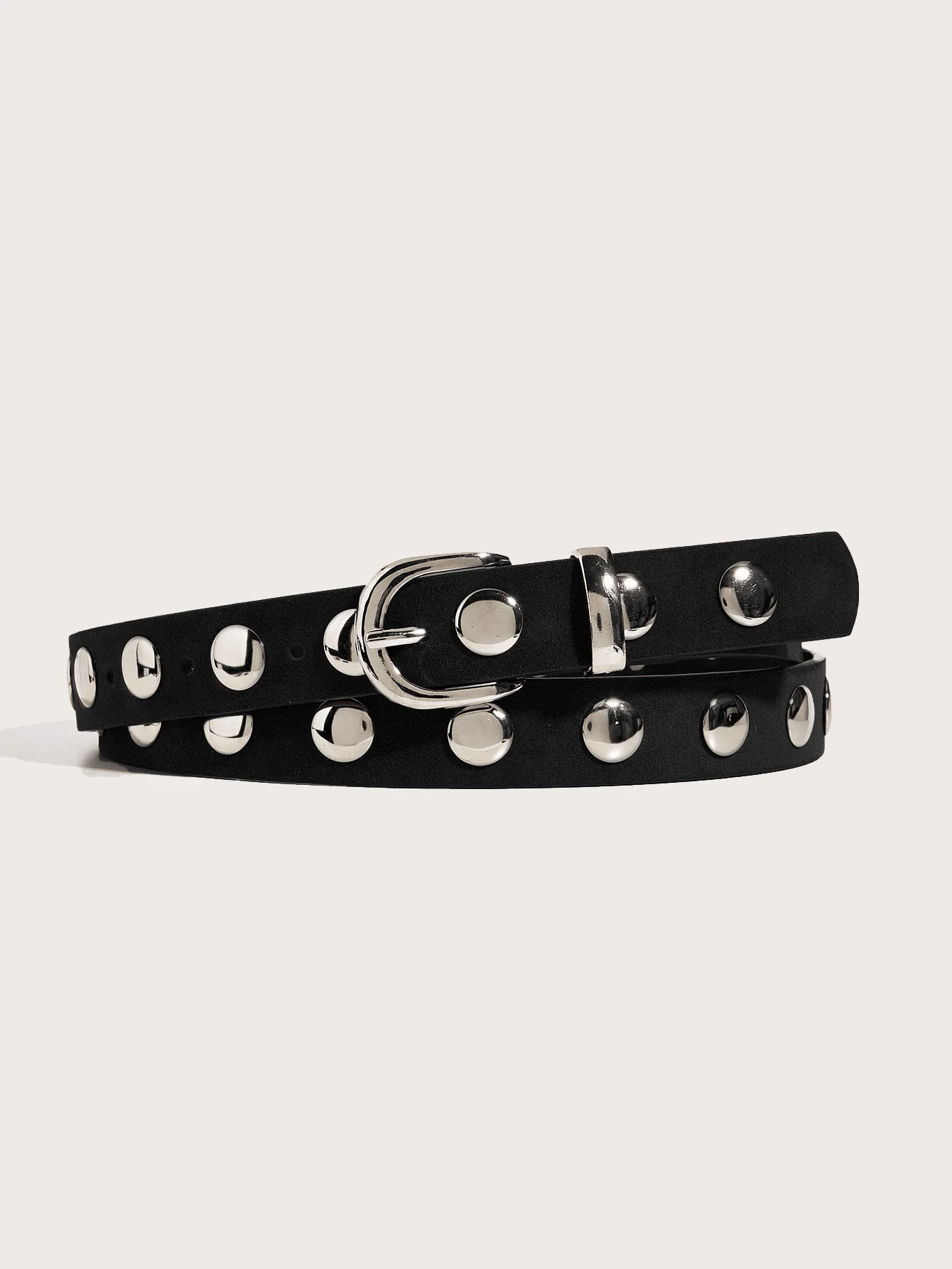 1pc Women's Belt, Western Style Gothic Punk Rivet Metal Studded Black PU Leather Belt, Suitable For Maxi Dresses, Jeans, Bohemian Y2K Fashion, Street Style, Music Festivals, Parties, Graduation, Halloween, Christmas - Black Rivets - View 1