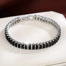 Luxury Style Black Rectangular Zirconia Bracelet Tennis Multicolor Bracelet Female Hand Jewelry Gift - Black - View 1