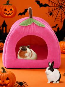 Halloween Pumpkin Shaped Comfortable Small Animal Bed, Suitable For Hamsters, Guinea Pigs, Rabbits, Removable & Washable Small Pet House For Winter