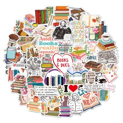 50 PCS Book Stickers, Bookish Reading Stickers Pack For Books, Water Bottles, Laptops, Book Lover Sticker Accessories Gifts