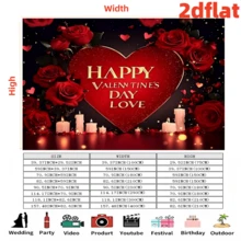 1pc 2D Plane Valentine's Day Background Banner - Featuring Romantic Red Heart-Shaped Decorations, Red Roses And Candle Patterns, Made Of Polyester Background Fabric. Multiple Size Options Available. Perfect For Valentine's Day Party Decorations, Wedding Anniversaries, Romantic Date Setups, Indoor And Outdoor Decorations, And Photography Memorials. - Multicolor - View 7