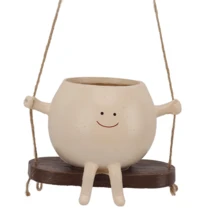 1 pieza Macetas For Suculentas, Macetas Colgantes Exterior Interior,  maceta colgante linda para plantas de perlas, regalo de maceta de resina suculenta feliz para cumpleaños, graduación, decoración del hogar, jarrón, decoración de habitación, jarrón de flores, jarrón de vidrio - Beis - Ver 11