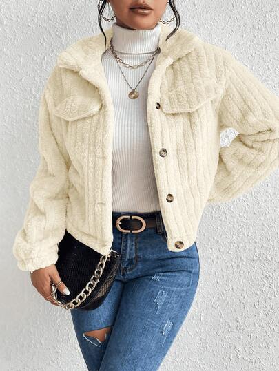 Novedades otoño/invierno para mujer chaqueta casual , sensual y elegante para el día a día Ideal para salidas, vacaciones, reuniones y festivales Cálido, resistente al viento y al frío Perfecto para Año Nuevo, Navidad, Halloween y San Valentín Cazadora con diseño de solapa con botón delantero de franela