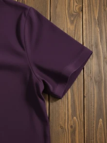 Playera Hombre Oversize Negra 220g 100% Algodón Puro: Cuello Redondo Clásico, Drop Shoulder, Corte Ancho, Suave y Cómoda. Ideal Streetwear, Hip Hop, Básica de Gimnasio y Uso Diario - Morado - Ver 4