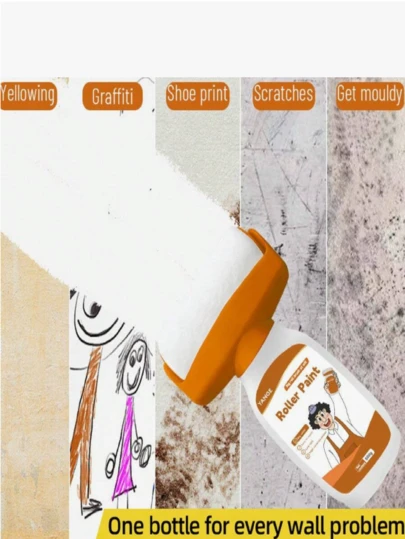 1pc - Wall Repair Tool - Refillable Paint Roller - 500ml Capacity. Latex Paint DIY Touch Up Tool, It Is A Wall Repair And Repainting Tool, Suitable For Spreading And Refillable Bottles, Applicable For Graffiti And Art & Craft Painting Supplies, Household Essential, For Men, Wall Putty, Men, Mouth, Cost-Effective, Particleboard Alternative, Plaster