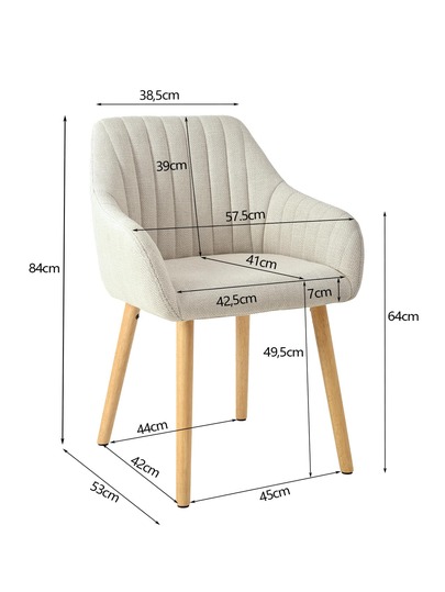 Goeurvant Moderne Upholstered Stoel Ergonomic Backrest, Armrests Wooden Legs Dining Room, Living Kitchen Set Of view 7