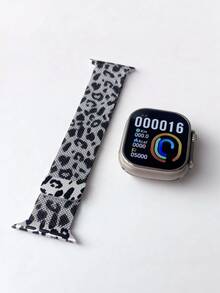 1条女士黑色豹纹运动表带，兼容 49mm、46mm、45mm、44mm、42mm、41mm、40mm、38mm，哑光表带，兼容 Series 11、SE3、10、9、8、7、6、5、4、3、2、1、Ultra 3/2/1，透气健身替换表带配件，适用于 - 豹紋 - 查看 3