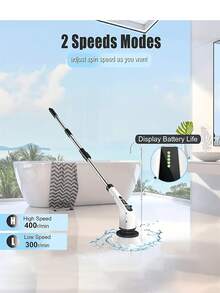 1. Cepillo de limpieza eléctrico inalámbrico y giratorio - Recargable por USB, 7-9 cabezales de cepillo reemplazables, ajuste de velocidad dual, mango telescópico desmontable, indicador de nivel de batería, adecuado para la limpieza de cocina/sala de estar/baño, alimentado por batería de litio, productos de limpieza doméstica 7 en 1 y 9 en 1 - Multicolor - Ver 7
