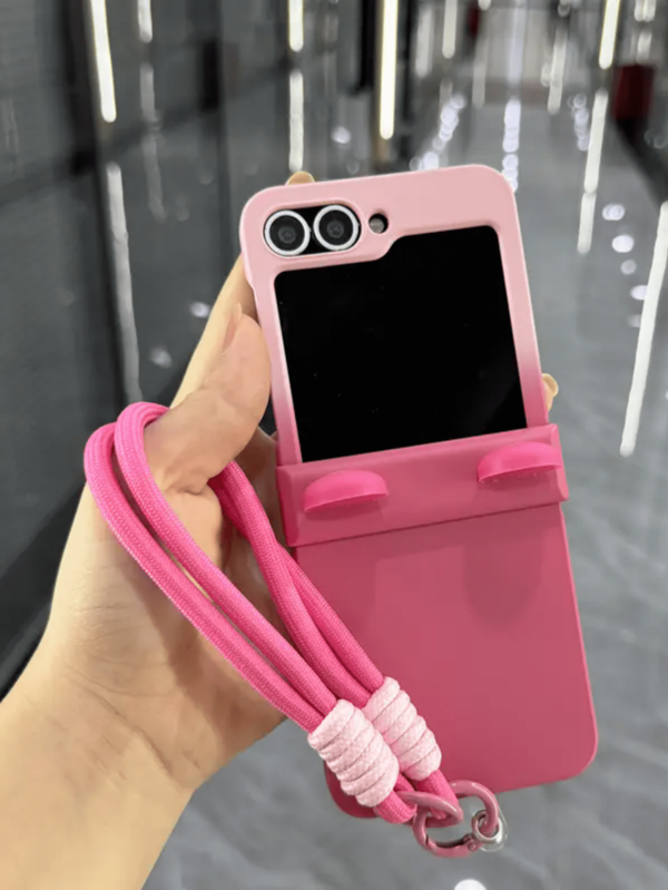 Funda protectora para teléfono móvil plegable apta para Samsung Galaxy Z Flip 6, Galaxy Z Flip 7, MOTO Razr 50 50ultar 60 60ultar. Funda protectora con cuerda de mano anti-caída apta para Z Flip 5/Z Flip 4/Z Flip 3. Colores degradados: azul, rojo, amarillo