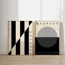 2pcs Set Bauhaus Geometric Canvas Prints - Frameless, Mid-Century Modern Minimalist Wall Art For Living Room, Bedroom, Dorm Decor - Perfect Gift Idea