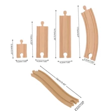 1 Box, Wooden Train Track, Solid Wood, Wooden Track For Kids,Expansion Set, Wooden House And Trees, Wooden Train Track Pieces - Expand Creativity, Wooden Train Tracks Accessories Expansion Pack Fits , Birthday Gift For Boys Girls Toddler Kids,For 3-7 Years Old Toddlers & Kids - WOODEN - View 3