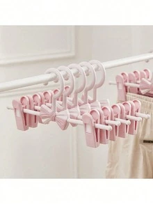 5pcs/Set Cute Pink Bow Children's Clothes Hangers, Adjustable Stretchable Pants Clips, Non-Slip Baby/Kids Drying Racks - Pink - View 8