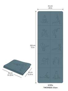 183*61cm TPE可折叠激光瑜伽垫（激光人体轮廓） - 藍色 - 查看 2
